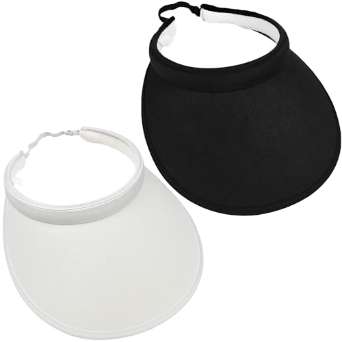 2 Pack Women Shiny Rhinestones Bling Visor Hat Men Adjustable Bling Sports Summer Cap Outdoor Golf Sun Cap (Black+White)