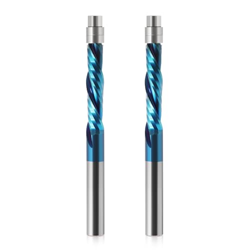 Brocas de enrutador en espiral de 1/4 con nano revestimiento azul para corte limpio en madera