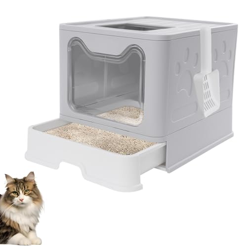 Arenero plegable cerrado para gatos con tapa y pala miniatura 1