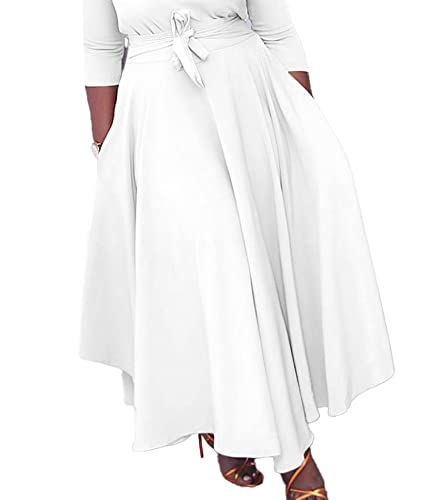 Image of SOMTHRON Women's Casual 3 /4 Sleeve Long Maxi Dress A-Line Flared Solid Wrap Tie Waist Swing Dresses