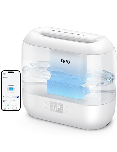 Image of Dreo Smart Humidifiers for Bedroom, Quiet (4L Water Tank) Superrsized Cool Mist Essential Oil Diffuser with Night Light, Auto-Shut Off, Humidifiers for Babies Nursery & Plant & Whole House, White
