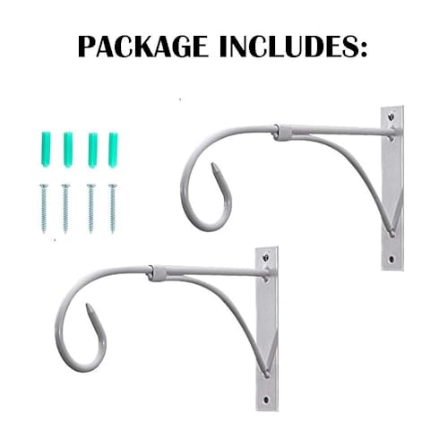 Image of Iron Wall Hooks for Hanging Lanterns, Planters, Bird Feeders & Coats | Heavy Duty Indoor Outdoor Wall Bracket Hook Hanger for Home Decor, Garden & Balcony (White, 1)