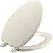 KOHLER K-4694-47 Ridgewood Molded-Wood with Color-Matched Plastic Hinges Elongated Toilet Seat, Almond