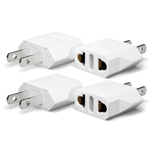 Oliveria 4 Adattatori da Viaggio EU to US, Adattatore USA Germania/Europa per America/Canada/Messico, Spina per Dispositivi con Bianco USA