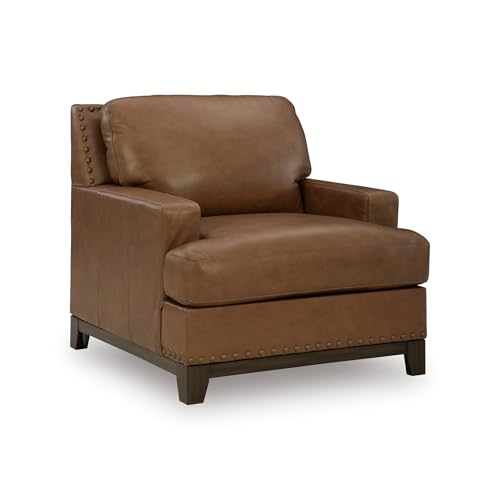 Image of Signature Design by Ashley Oversized Brown Leather Accent Chair, Amber