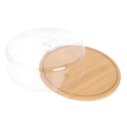OHPHCALL バターケース 多機能 バンブー製 蓋付き 丸型バター スナックトレイ パン チーズ デザート保存用 透明収納容器 キッチン用