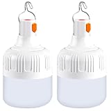 2 Piezas Lámpara Camping Recargable, Lámpara de Emergencia Impermeable Portátil con Gancho para Acampar Caminar Pescar Cortes de Energía