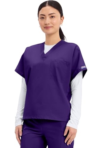Image of Cherokee Scrubs for Women and Men Unisex V-Neck Tunic Nursing Scrub Top with Chest Pocket, Tuckable Durable Fabric - 4777 | 1 Chest Pocket For Essentials, Traditional Fit, Durable Construction, Comfortable Knit Details, Easy Care, Tuckable Style
