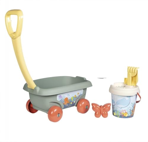 Chariot à roulettes Smoby jouet de sable enfant avec seau tamis et râteau