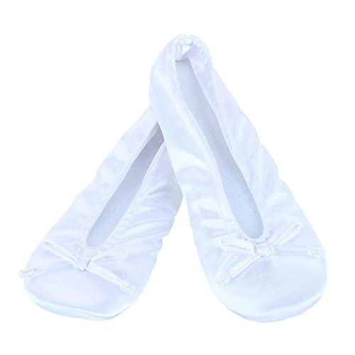 CTM Women's Satin Ballerina Slipper House Shoe2