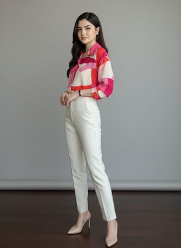 Image of Trendy Queen Women's Printed Straight Mandarin Neck Shirt for Women's | Tops for Woman Shirts | Shirt for Women Stylish Western (SD778 S)