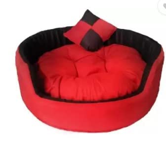 Fristone Round Pet Sofa Shape Bed Reversable Dual Red Black Color Ultra Soft Ethnic Designer Velvet Bed for Dog Cat(Export Quality) Size : Small