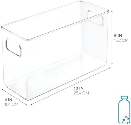iDesign Cabinet/Kitchen Binz Kitchen Storage Container, Medium Plastic Storage Boxes for the Fridge, Freezer or Pantry, Clear, 25.4 x 10.2 x 15.2 cm, Large, Klar