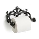 Comfy Hour Decorative Cast Iron Toilet Paper Holder, White Victorian Scroll Wall Mounted Paper Roll Organizer, Shabby Chic Bathroom Accent, Finished Metal Tissue Hanger, 1 Unit (Black)