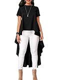 ZANZEA Women's Irregular Hem High Low Asymmetrical Top Short Sleeve Casual Ruffle Blouse Shirts Tuni