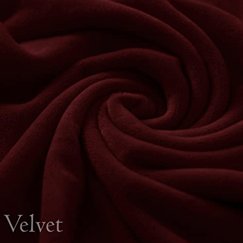 Image of HOKIPO 200 GSM Premium Velvet Sofa Cover 3 Seater Fully Covered, Burgundy (AR-4738-BRGN)