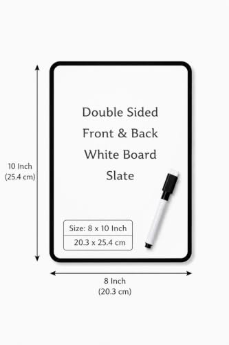 Image of YAJNAS 8x10 Inch Double-Sided Writing Whiteboard Mini Slate with Multi-Color Frame | Pack of 1 | Includes 1 Marker Pen | Reusable Dry Erase Writing Board for Meeting, Planning, Teaching, Office & Home