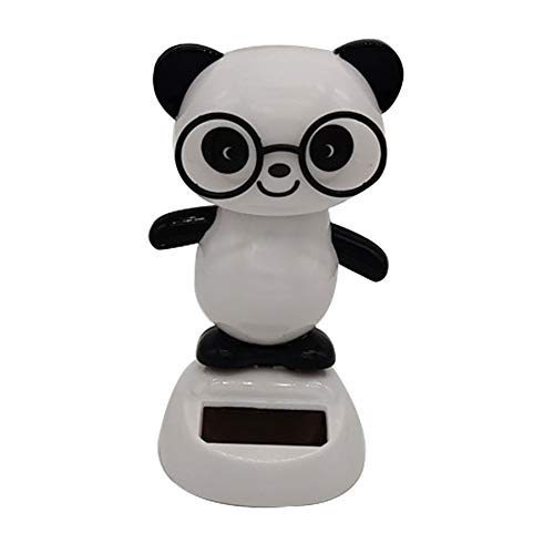 Porfeet Ornement De Voiture, Belles Lunettes Panda énergie Solaire Balançoire Poupée Voiture Intérieur Ornement Décor Cadeau