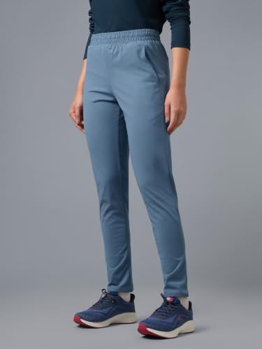 Image of TECHNOSPORT Women's Solid Straight Fit Track Pants with 4-Way Stretch, Moisture-Wicking Fabric, Mid-Rise Drawstring Waist & Pockets for Gym, Running, Workout and Everyday Athleisure