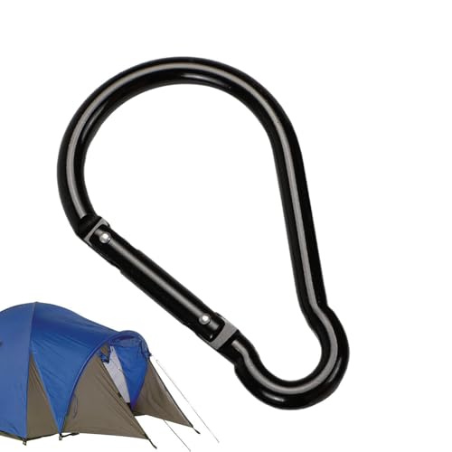 Mousquéton de mochila - 10 cm Mousquetton ligero | Clip de cinturón en forma de calabaza, para envolver aluminio, 25 g, capacidad de carga 25 kg, negro, 1 pieza para senderismo, botellas de agua