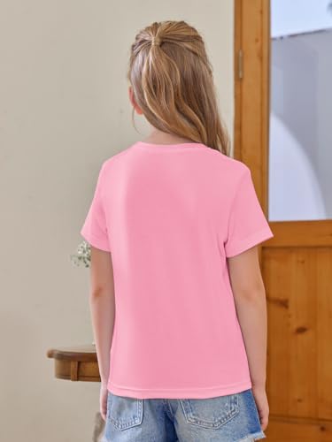 Image of Girls Short Sleeve T Shirts Kids Summer Tops Crewneck Tees 5-14 Years