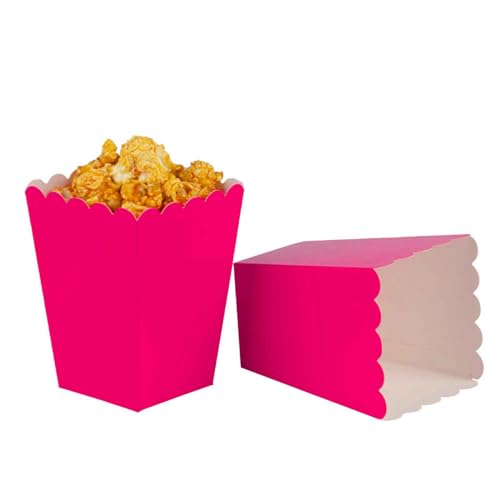 Image of We Moment Hot Pink Popcorn Boxes Mini Paper Popcorn Box Cardboard Popcorn Container for Birthday Party, Graduation, Wedding, Carnival, Movie Night, Pack of 36