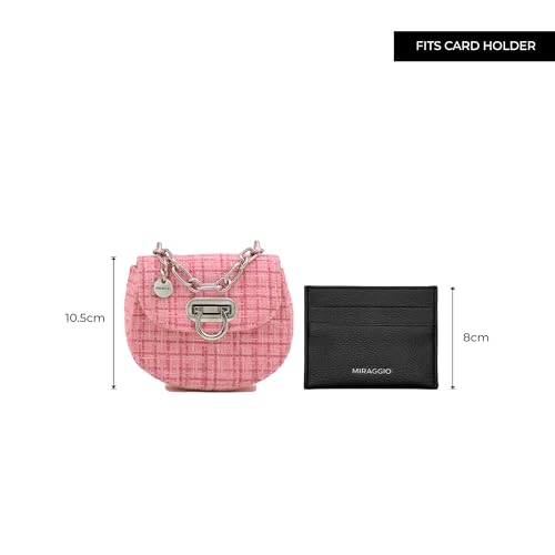 Image of Miraggio Fate Micro Crossbody Bag For Women | Tweed Texture Mini Sling Bags With Detachable Chain | Gift Items For Women