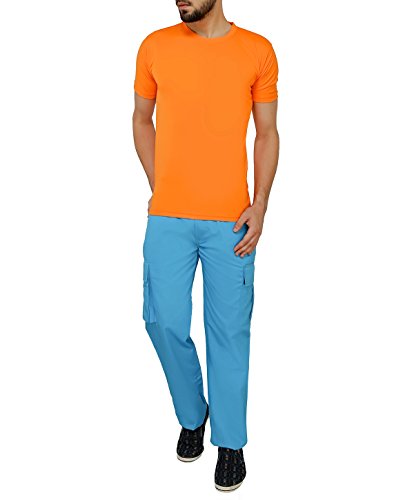 Image of ASHDAN Outdoor Solid Cargos. Regular Fit. Multi-Utility Pockets. Sturdy Polyester-Cotton Blended Cargo Trousers