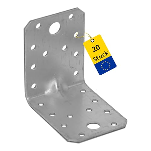 DMX - Winkelverbinder mit Sicke 20er-Pack 70x70x55 - Schwerlastwinkel - Holzverbinder - Metallverbinder für Holz - Lochblech - Verzinktes Blech 2,0mm - Stahlwinkel - Montagewinkel DMX - Winkelverbinder mit Sicke 20er-Pack 70x70x55 - Schwerlastwinkel - Holzverbinder - Metallverbinder für Holz - Lochblech - Verzinktes Blech 2,0mm - Stahlwinkel - Montagewinkel