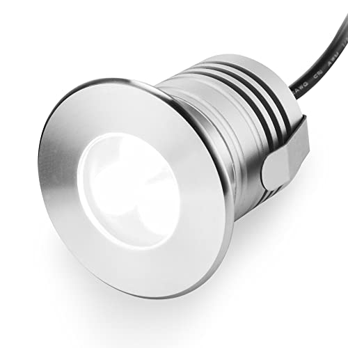 LED Underwater Pool Lights, 3W 12V-24V DC, IP68 Waterproof, Stainless Steel Aluminum, lamp for Inground Swimming Pools Ponds Fountains Steps,Cool White(6000K)