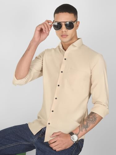 Image of Mens Cotton Lycra Full Sleeve Slim Fit Semi-Formal Shirt | Textured Pattern | Curved Hem