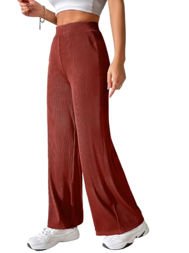 Image of Preneum Women High Waist Korean Wide Leg Trousers, Loose Fit Casual Lounge Pants, Travel, Office & Streetwear Comfortable Stylish Bottom Wear (Available Plus Size)