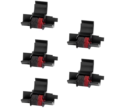 Msudoku Compatible with Calculator Ink Roller Ribbon Replacement for IR40T IR-40T CP-13 MP-12D Sharp EL-1750V P23-dhv CP13 EL-1801V HR-100TM HR-170RC Printer (Black and Red, 5 Pack)