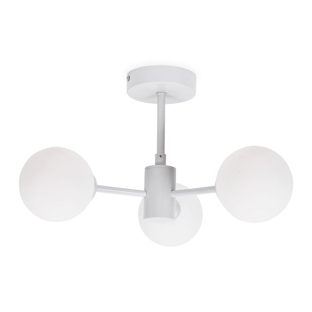 Valuelights Oyster Grey | Way Ceiling Light Fitting With White Frosted Glass Globe Lampshades | Close-To-Ceiling Lights, Home Décor & Improvement Essential Size 3