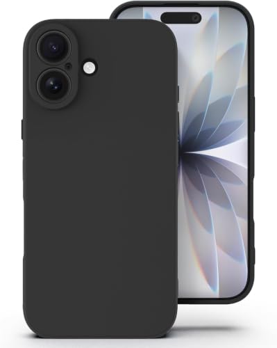 Image of DIZORO Square Microfiber Candy Case Compatible for iPhone 17 Shockproof Slim Back Cover Liquid Silicone Case - Black
