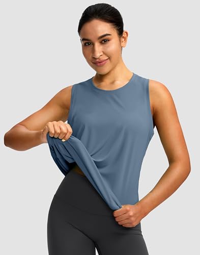 Image of Women's Workout Tops Racerback Athletic Tank Tops Sleeveless Loose Fit Yoga Running Gym Shirts for Women