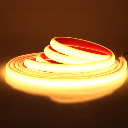 Wisada Striscia COB Neon 3 m, 12 V, impermeabile, IP68, 320 LED/m, super luminosa, flessibile, luce bianca calda, COB LED, rosso/bianco, a 2 fili, per esterni, terrazza, acquario