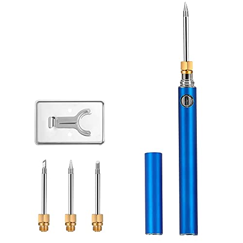 Frunimall Akku Lötkolben Set mit Deckel, Brennpeter Einstellbare Temperatur und Stromspannung,8S Schnelles Aufheizen,Soldering Iron mit 4 Lötspitzen,1 Lötstation für Lötarbeiten Cover