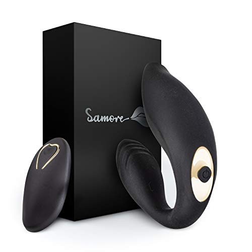 Samore ® Vibrador para parejas con mando a distancia a juego, 10 niveles de vibración, resistente al agua, incluye cable de carga USB y bolsa de terciopelo (negro)