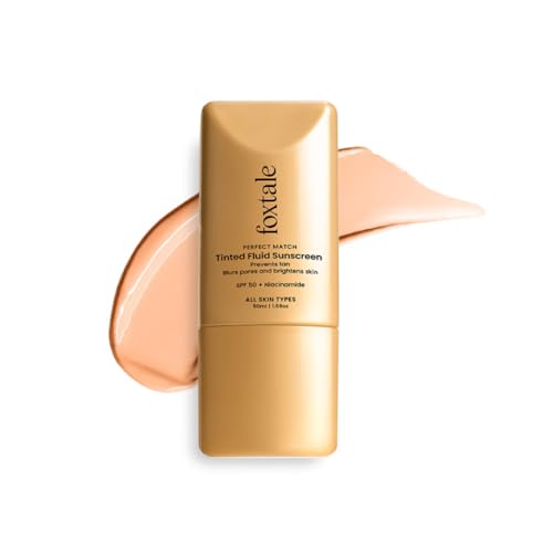 Image of Foxtale SPF 50 PA++++ Tinted Sunscreen, 03 Caramel | In-Vivo Tested & UVA /B Protection | Niacinamide & Vitamin E | Daily Wear, Blurs Pores, Evens Tone, Matte Finish, Non-Greasy | All Skin Types | 50ml