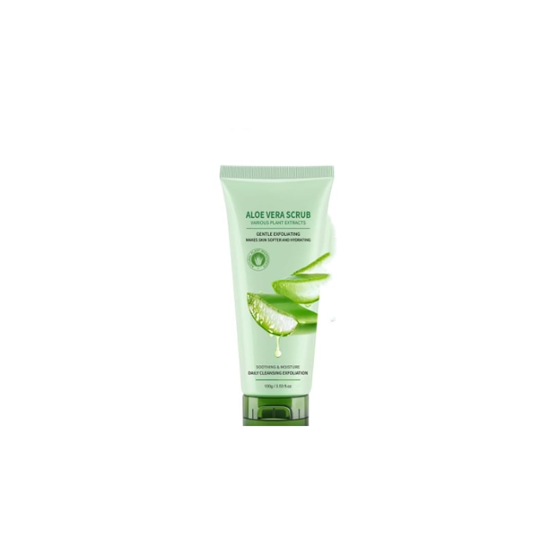 Nature Zeusee Aloe Vera Exfoliating Cleansing Gel (100g), Organic Gentle Peeling Scrub for Face and Body – Deep Cleansing Aloe Vera Exfoliation for Smooth Skin