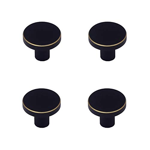 Kleine Messingknäufe mit einem Loch, für Kleiderschrank, Schrank, Schublade, Möbel, Schranktür, Schwarz, 4 Stück