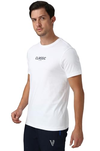 Image of Van Heusen Men Cotton Regular Fit Athleisure Graphic T-Shirt - Round Neck, Short Sleeve, Minimal Print