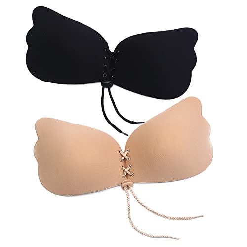 POMAMZ Soutien Gorge Adhesif Dos Nu Invisible Push Up Soutien-Gorge en Silicone Soutien De Gorge Dos Nu Coque Adhesive Soutien Gorge,B