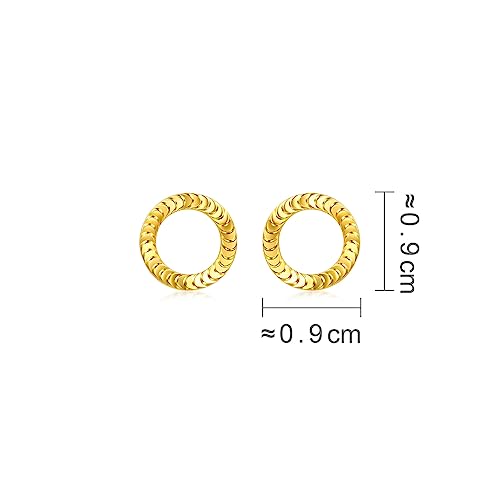 Image of CHOW SANG SANG 999 24K Gold Essence Round Stud Earrings for Women 94290E