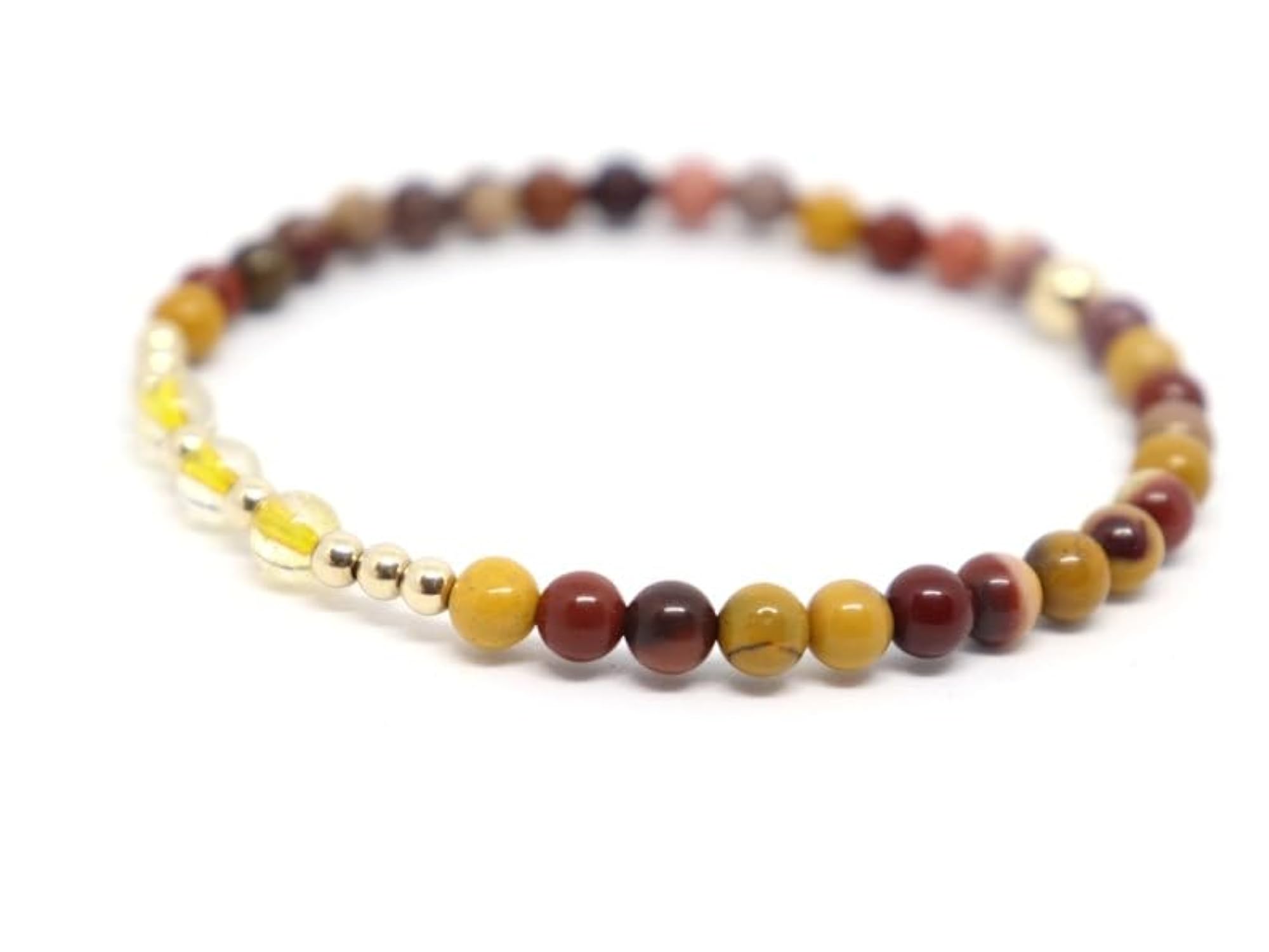 Natural Mookaite Jasper 4mm Round Bead Stretchable Bracelet, Unisex