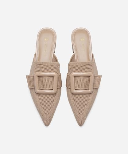 Image of NEWBELLA Women's Flat Pointed Toe Mules, Apricot