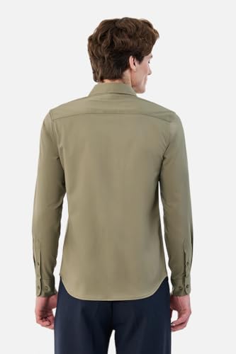 Image of SNITCH Men Formal Shirt | Tailored Slim Fit Full Sleeve Spread Collar Solid Style | Breathable Polyester Viscose Blend Twill Fabric for Office & Evening