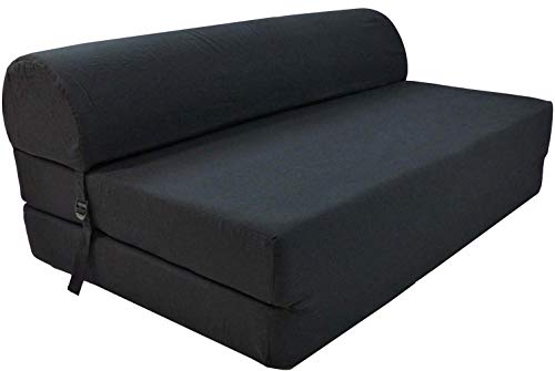 Chauffeuse double en coton noir uni 115 x 75 x 48 cm