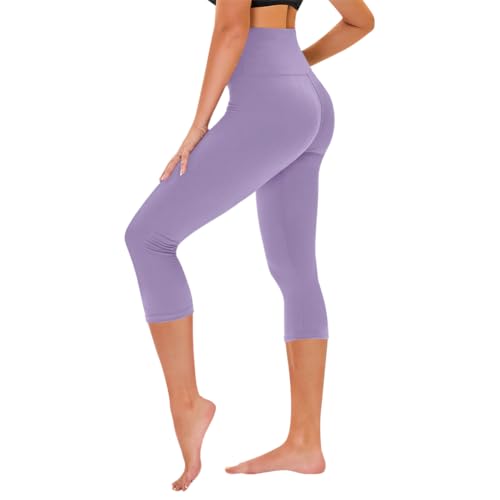 Image of TNNZEET Capri Leggings for Women - Tummy Control High Waisted Soft Yoga Pants for Gym Workout